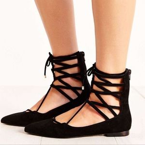 COPY - Jeffery Campbell Black Atrium Suede Lace Up Flats